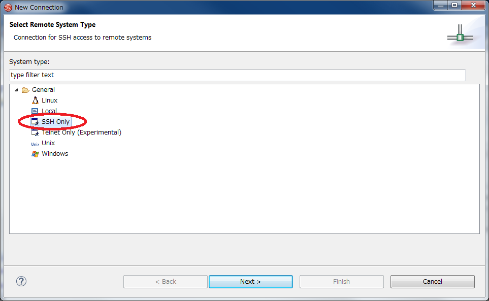 Select Remote System Type